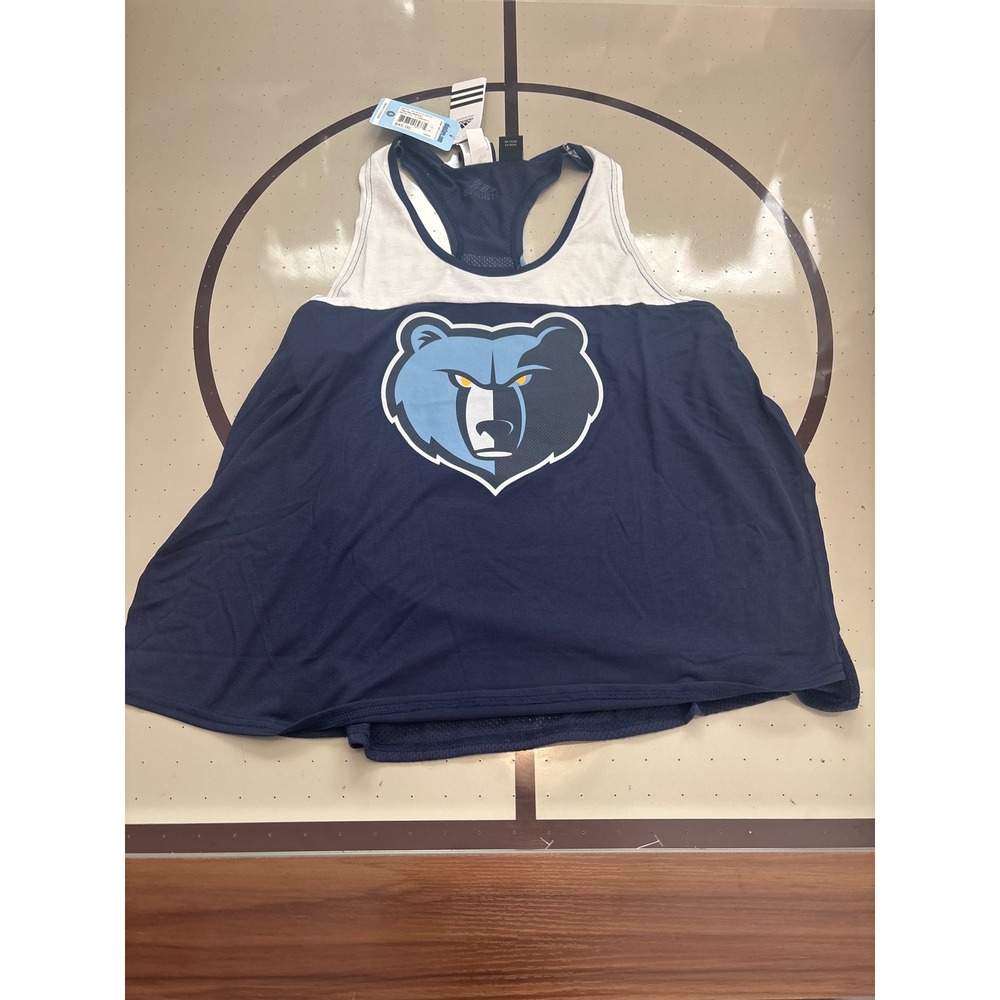 087 Adidas Memphis Grizzlies NBA Tank Top Women XL Navy Blue White Racerback New